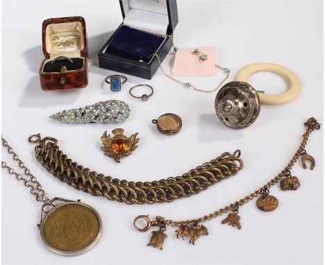 Mixed objects, to include a chain, rattle, ring, etc, (qty)