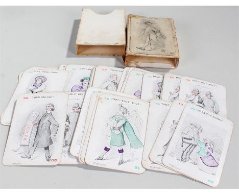Suffragette interest: Panko or votes for women playing cards, Pictures by E.T. Reed of "Punch" fitted in original box 