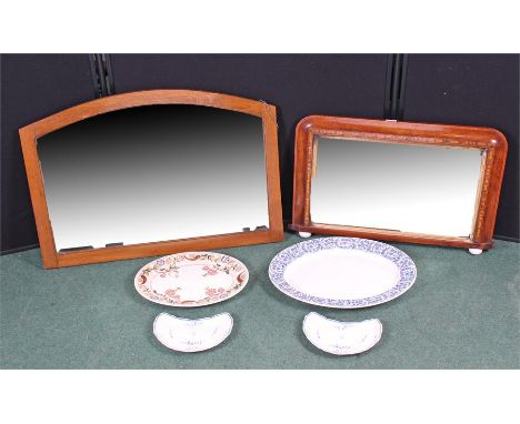 Mixed lot of mirrors and ceramics, including a walnut-framed mirror and a Royal Worcester serving plate (6)