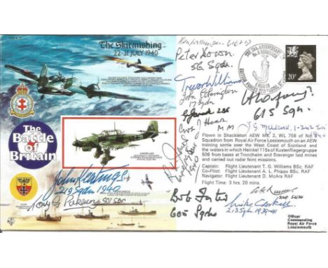 WW2 Battle of Britain pilots multiple signed 50th ann BOB The Skirmishing cover. Signed by 14 inc, J G Millard, K Wilkinson, 