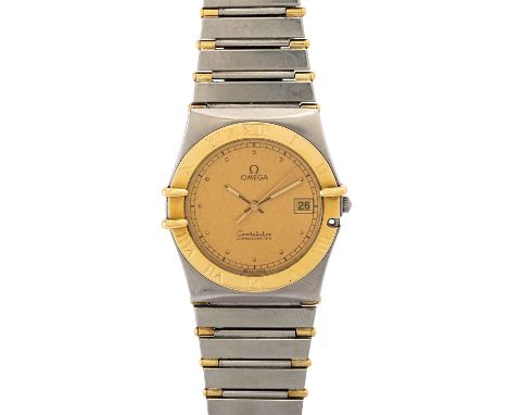 OMEGA Constellation Chronometer Ref. 1980143 Vintage Armbanduhr Gehäuse und Armband in Stahl / 14K Gold. Quartz-Uhrwerk Kal. 