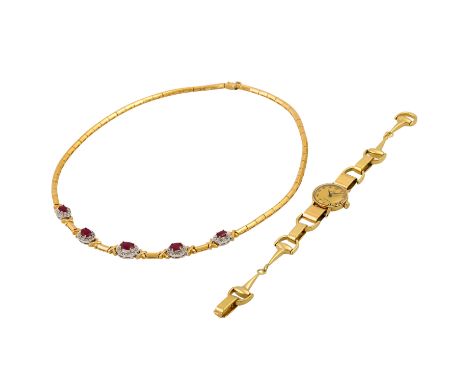 Schmuckkonvolut 2-teilig, GG 14K, 71,4 g (netto ohne Werk und Steine ca. 66 g), Händlerkonvolut bestehend aus 1 Collier L: 45