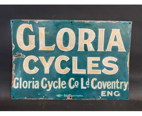 A Gloria Cycles of Coventry rectangular enamel sign by Patent Enamel, restored, 18 x 12". 