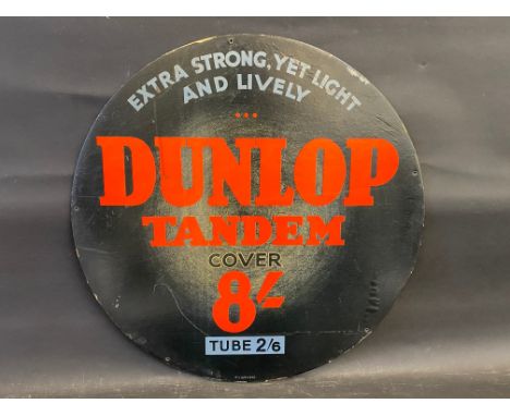 A Dunlop Tandem Cover circular advertising card sign, 24" diameter. 