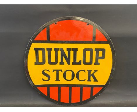 A Dunlop Stock circular double sided enamel sign, in good condition, 24" diameter. 