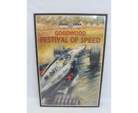 A framed and glazed Goodwood Festival of Speed limited edition print by Peter Hearsey, the 1999 event no. 1477/1500, signed b