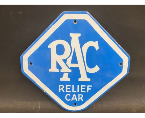 An RAC Relief Car lozenge shaped enamel sign, in excellent condition, 10 1/2 x 10 1/4".