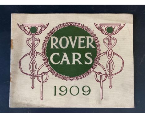 A Rover Cars sales brochure from 1909 featuring the 20hp, the 15hp, the 12hp, the 8hp and the 6hp.