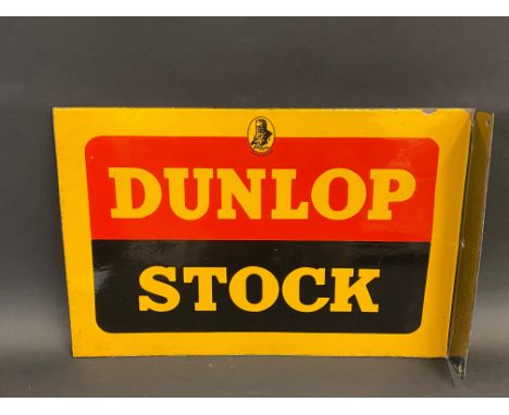 A Dunlop Stock double sided enamel sign with hanging flange, in excellent condition, 18 x 12". 