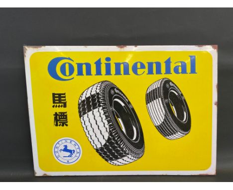 A Continental tyres pictorial enamel sign, made in Germany, 33 1/2 x 23 1/2". 