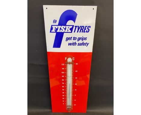 A Fisk Tyres enamel advertising thermometer sign in very good condition, complete with working tube, 13 x 36". 