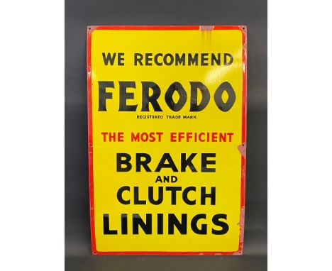 A Ferodo Brake and Clutch Linings rectangular enamel sign, with good gloss, 20 x 30". 