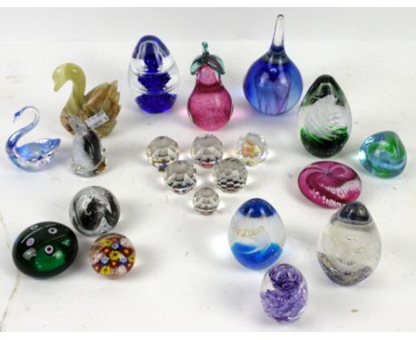 Collection of approximately 40 glass paperweights to include Caithness,