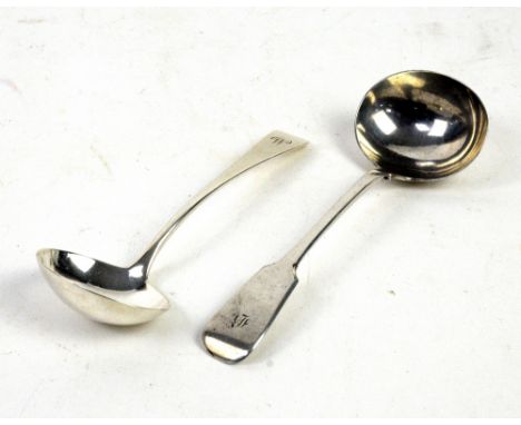 Silver Georgian sauce ladle by William Eley London 1803 and a plated Georgian ladle by Gilbert