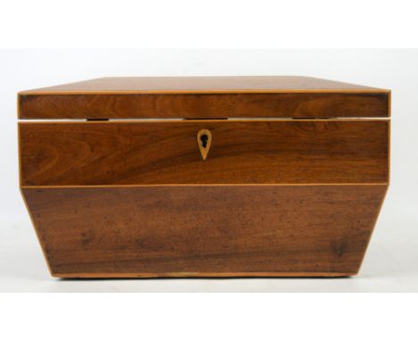 19th century mahogany and satinwood cross banded caddy  Being sold on behalf of Debra Charity