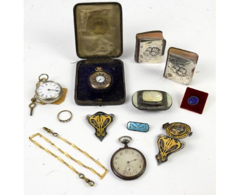 J W Benson &amp; Co silver pocket watch, with subsidiary dial, the case with enamel hour markers, cased, other silver and whi