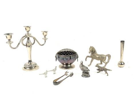 Large collection of silver plate, several plated candelabra, trays, assorted flatware, cased metronome, etcThis lots is to be