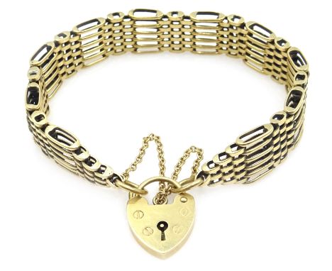9ct gold six bar gate bracelet, hallmarked, approx 22.8gm