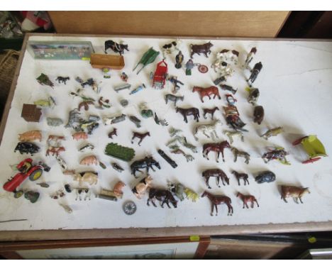 A collection of Vintage Britain's &amp; Marx lead toys including farmyard animals&nbsp;