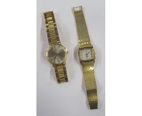 An Omega wrist watch, the silvered dial with Baton markers, the strap marked 750, weight 61.7g all in, together with a Zenith