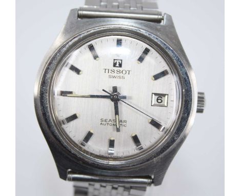 A gent's Tissot Seastar automatic steel cased wristwatch, having signed silvered dial with baton markers, date aperture at 3 