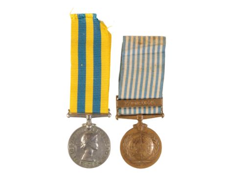 KOREAN PAIR TO PTE R H SMITH DLI Queens Korea 2nd Type - correctly impressed - 22600613 Pte R H Smith DLIUN Korea unnamed as 