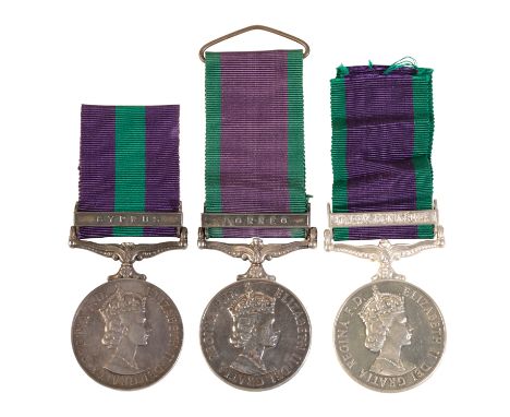 THREE CAMPAIGN MEDALS GSM Cyprus - Correctly impressed - 23480423 FUS E Todd LFCondition - GVFCSM Borneo - Correctly impresse