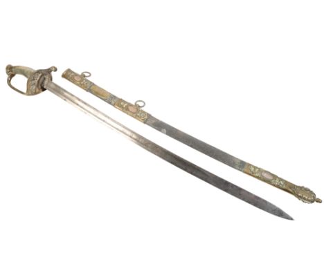 AN AMERICAN CIVIL WAR PRESENTATION SWORD TO LIEUTENANT JOSEPH GILMOUR 2ND COMPANY 18TH REGIMENT PV 30-inch blade, white metal