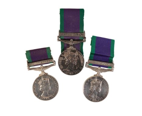 THREE SINGLE CSM NORTHERN IRELAND TO THE LIGHT INFANTRY Correctly impressed - 24384506 Pte L Miller LICourt mounted for wear.