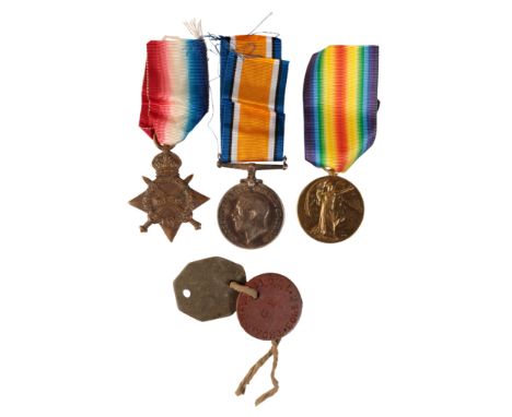 1914/15 TRIO TO PTE THORNTON DURH LI Correctly impressed - 25603 Pte J Thornton Durh LICondition EFWith dog tagsJoseph Thornt