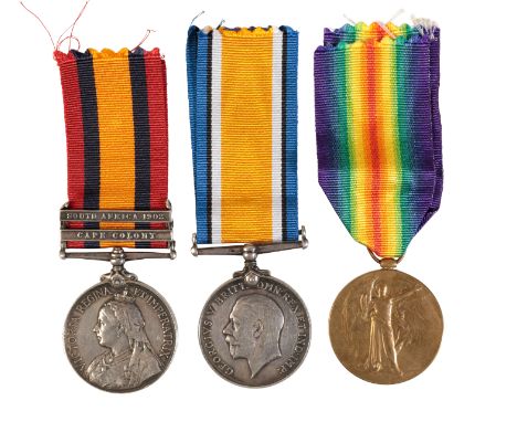 A CAMPAIGN GROUP OF THREE TO PTE JACK ROYAL FUSILIERS, LATE DLI Correctly impressedQSA: Cape Colony & South Africa 1902 - 672