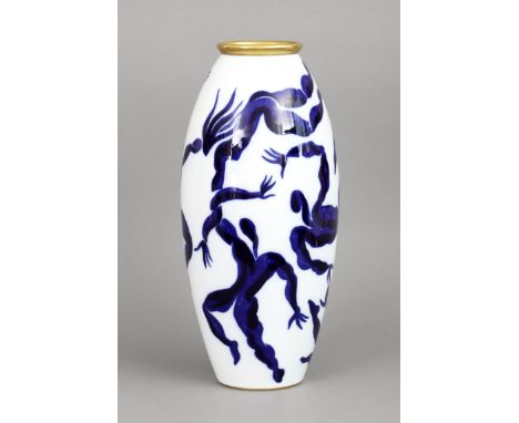 BERNARDAUD (Limoges, France) Porzellanvase "Bacchanale"Entwurf HERVE VAN DER STRAETEN, ovoider Korpus mit leicht ausgestellte