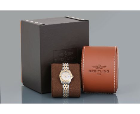 BREITLING (Swiss) Damenarmbanduhr "Galactic 32" Ausführung in Stahl und Gold, D 32mm, silberfarbenes Zifferblatt mit goldenen
