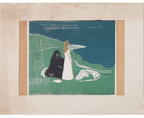 Nach EDVARD MUNCH (1863 Adalsbruk - 1944 Oslo)Holzschnitt auf Papier, "Two Women on the Shore (To kvinner ved stranden)" (189