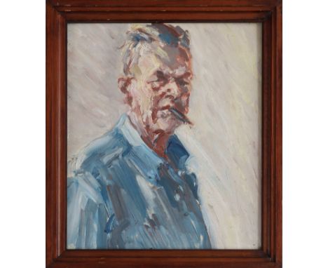 HANNS GEORGI (1901 Dresden - 1989 Malschendorf)Öl auf Hartfaserplatte, "Selbstporträt", unsigniert, verso mit Widmung (wohl v