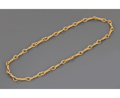 Christian DIOR (Paris) Modeschmuck-Kettevergoldetes Metall, Gliederkette mit gedrehten Elementen, Ringschließe, Hersteller-Pl