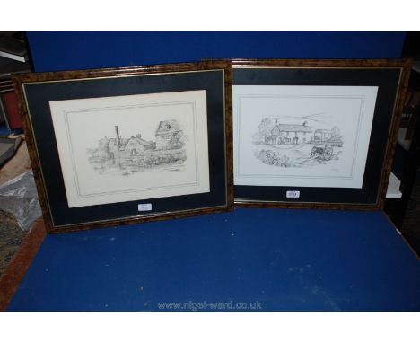 Two Prints, one of a Farmyard by C. Varley, the other of a Mill by Glenda Rae