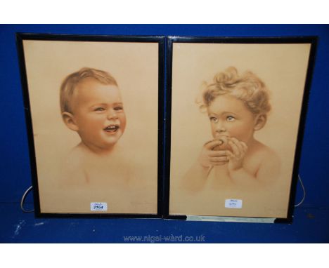 Two Prints depicting children, Miss Kathleen Iddow, Victorian Photographer Studio Baker Street, 