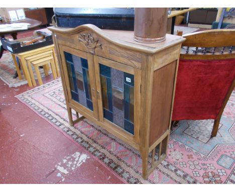 Oak & leaded light French cabinet