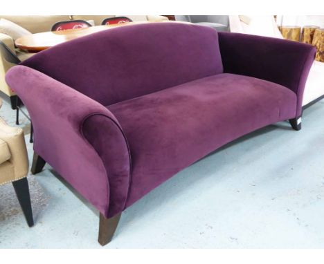 SOFA ATTRIBUTED TO RICHARD BAKER FURNITURE, purple velvet finish, 200cm W. (with slight faults)