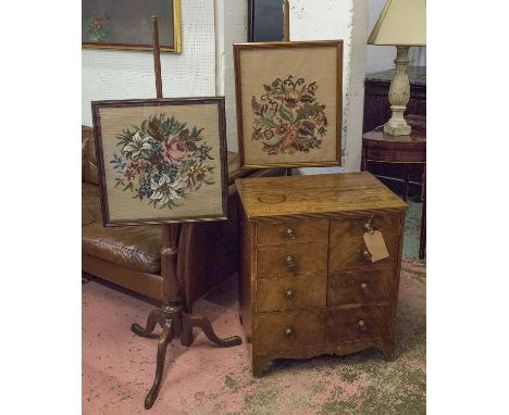 BEDSIDE COMMODE, George III mahogany and line inlaid with two dummy drawer fronted doors, 70cm H x 60cm x 40cm a George III o