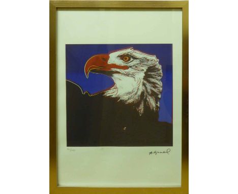 ANDY WARHOL 'Bald Eagle on Blue Background', lithograph, from Leo Castelli gallery, stamped on reverse, edited by G. Israel o