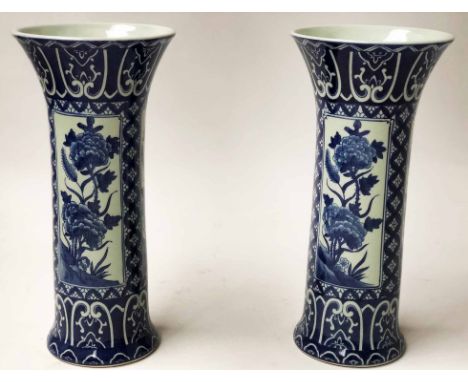 VASES, a pair, Chinese blue and white ceramic, 36cm H. (2)