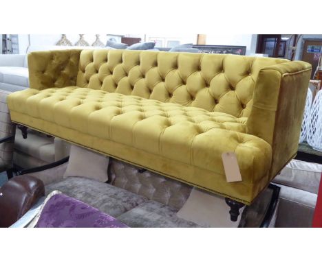 ARTSOME FOR COACH HOUSE SOFA, mustard buttoned finish, 210cm W.