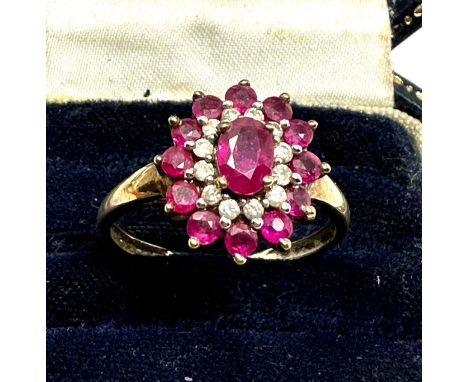 9ct gold ruby &amp; diamond ring weight 2.5g 