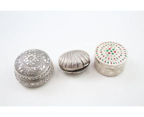 3 x .800 silver pill / trinket boxes 