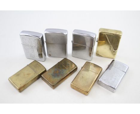 Zippo Lighter Job Lot Inc Solid Brass Brushed Chrome Slim Brass Venetian x 8 