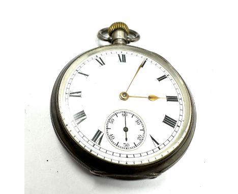 Antique Dennison silver case Waltham traveler open face pocket watch the watch winds &amp; ticks 