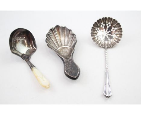 3 x .925 sterling spoons inc victorian, caddy etc 