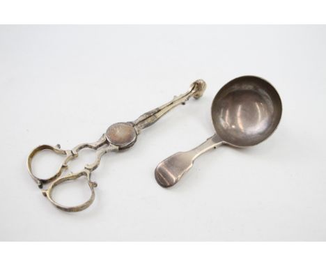 .925 sterling sugar nips &amp; georgian caddy spoon 